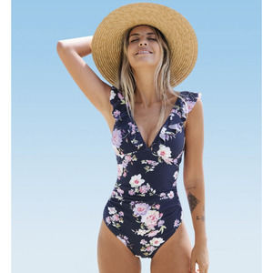 Cupshe Women's Ruffled Lace Up One Piece Swimsuit  XL NWT